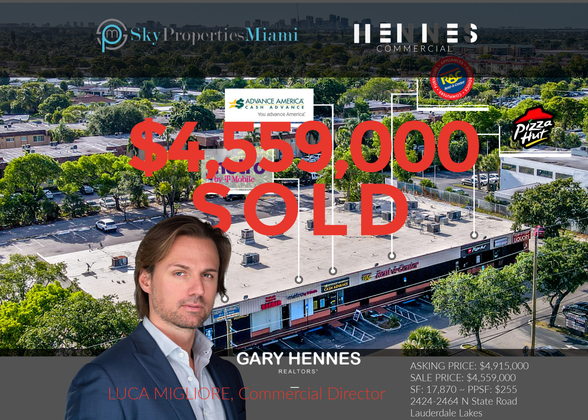 LAUDERDALE LAKES COMMERICAL PLAZA TRADES FOR $4,559,000